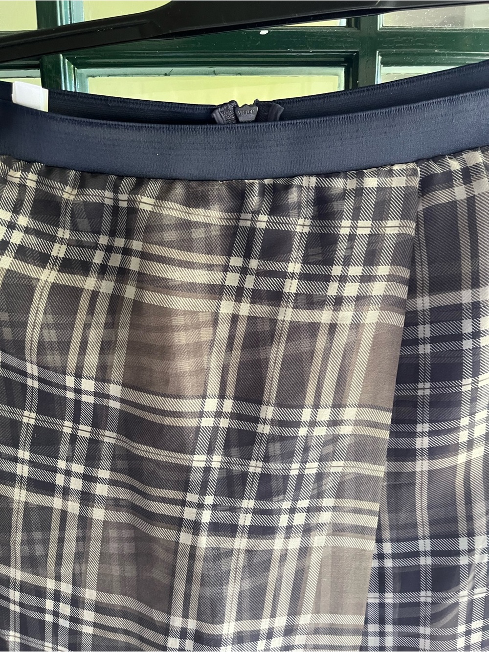 Vintage Brunello Cucinelli A -Line Midi Skirt in Black, Brown & white plaid - Picture 4 of 7